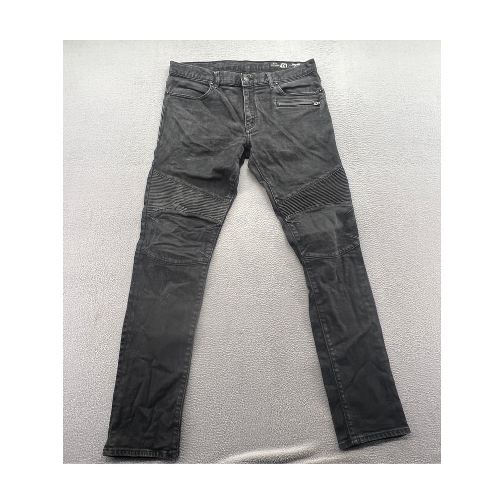 Armani Exchange Jeans Men's 34x33 J27 Skinny Biker Black Moto Ribbed Stretch